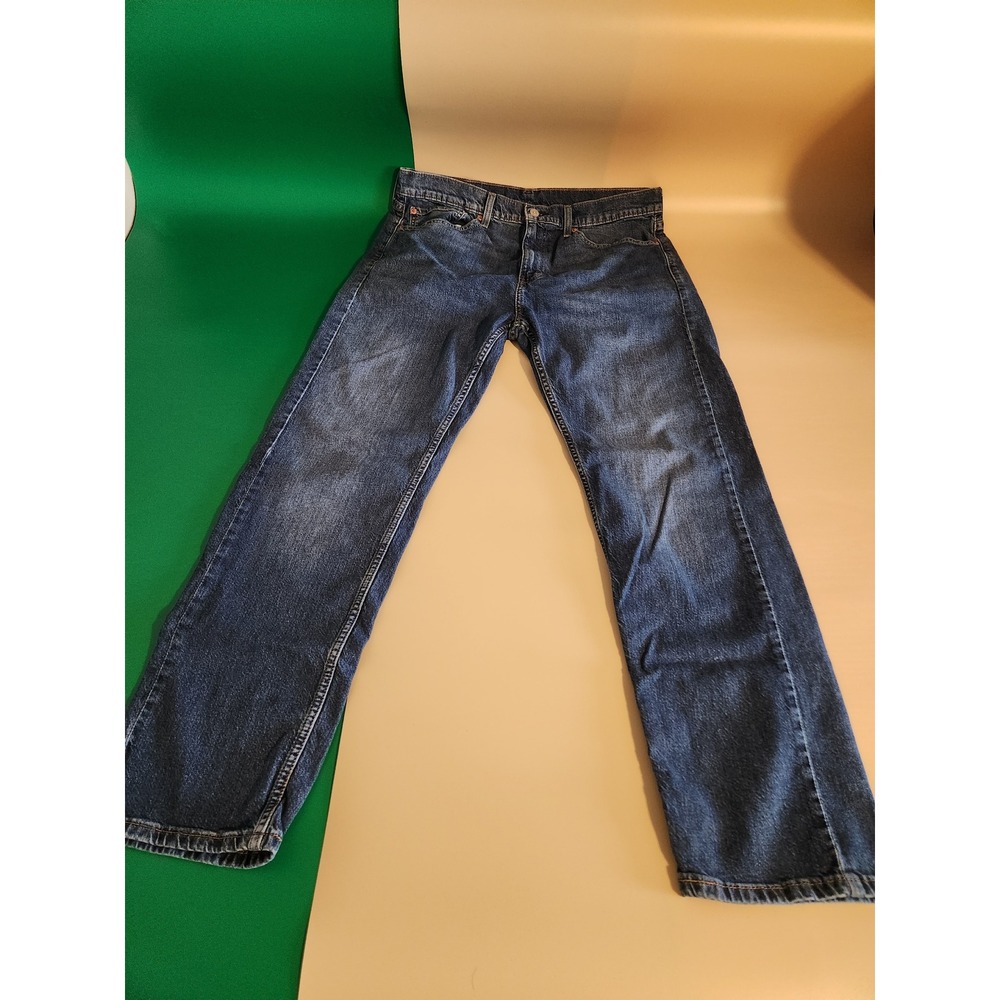 Levi's 505 Regular Fit Jeans Mens 36x32 Blue Medium Wash Straight Leg Stretch